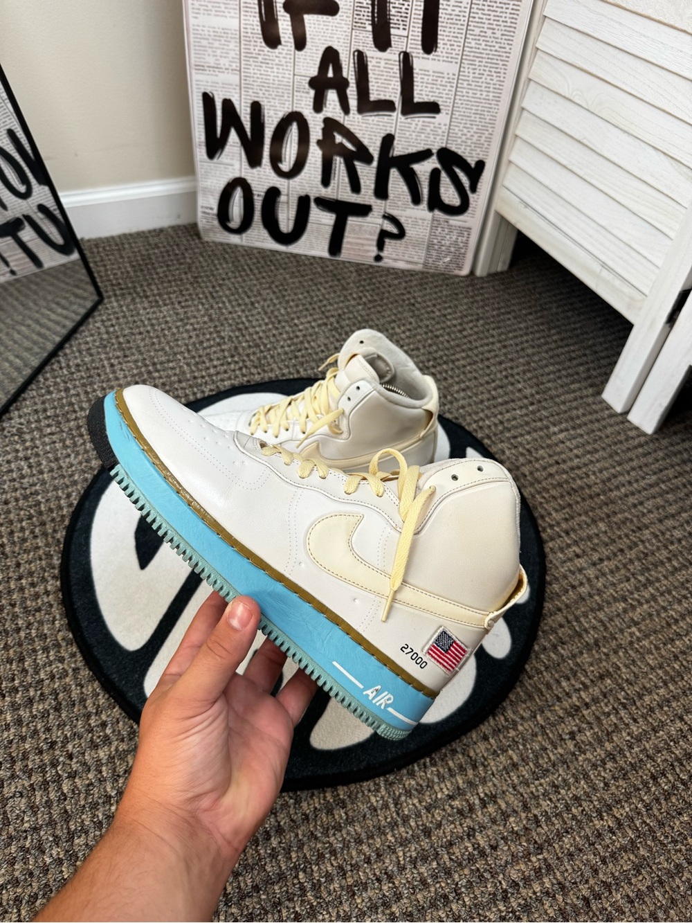 Nike Air Force 1 High “Puerto Rico” White University – Men’s Size 9.5
